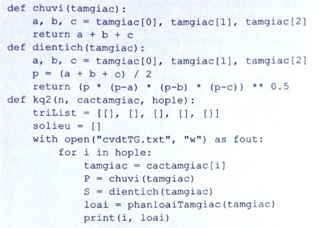Thực hiện bài tập lớn về lập trình Python xử lí Tam giác