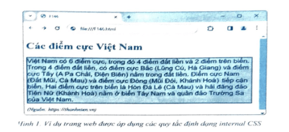 Khai báo và áp dụng internal CSS Yêu cầu: Soạn văn bản HTML và sử dụng internal CSS 