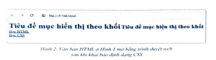 Khai báo thuộc tính định dạng display trang 62 SBT Tin học 12