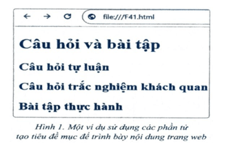 Tạo tiêu đề mục. Yêu cầu: Sử dụng các phần tử tạo tiêu đề mục để soạn văn bản 