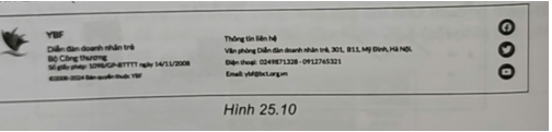 Thực hành: Tạo chân trang web Diễn đàn doanh nhân trẻ theo mẫu trong Hình 25.10