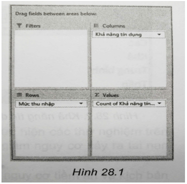 Trên màn hình làm việc của PivotTable các vùng Rows và Columns (Hình 28.1)