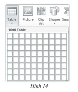 Khi tạo bảng mới từ lệnh Tables (Hình 14), vùng tạo bảng chỉ cho phép xác định một bảng