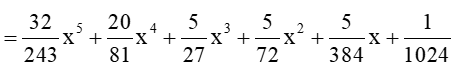 Xác định hệ số của x^3 trong khai triển biểu thức (2/3x+1/4)^5
