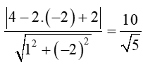 Khoảng cách từ điểm M(4; - 2) đến đường thẳng ∆ x – 2y + 2 = 0