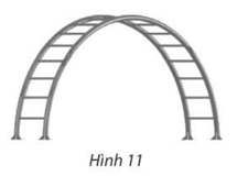 Thang leo gợn sóng cho trẻ em trong công viên có hai khung thép cong hình nửa elip cao 100 cm