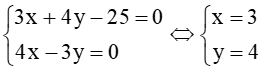 Cho đường thẳng ∆: 3x + 4y – 25 = 0. Gọi (C) là đường tròn tâm O