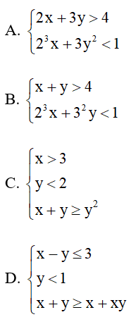 Hệ bất phương trình nào là hệ bất phương trình bậc nhất hai ẩn