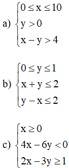 Biểu diễn miền nghiệm của các hệ bất phương trình bậc nhất hai ẩn Bài 2.26 trang 27 sách bài tập Toán 10 tập 1