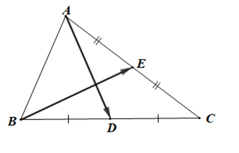 Cho tam giác ABC. Gọi D, E tương ứng là trung điểm của BC, CA