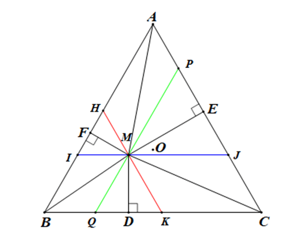 Cho tam giác ABC đều với trọng tâm O. M là một điểm tuỳ ý nằm trong tam giác