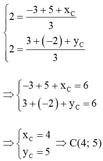 Trong mặt phẳng toạ độ Oxy cho ba điểm A(–3; 3), B(5; −2) và G(2; 2)