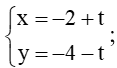 Đường thẳng qua A(1; –1) và B(–2; –4) có phương trình là