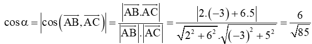 Cho tam giác ABC với A(1; –1), B(3; 5), C(–2; 4)