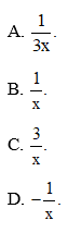Cho hàm số f(x) = ln(3x). Khi đó f’(x) bằng