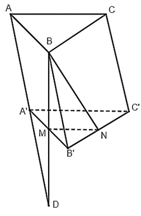 Cho hình lăng trụ tam giác ABC.A'B'C'. Gọi M, N lần lượt là trung điểm của A'B', B'C'