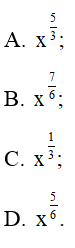 Biểu thức P = căn bậc 3( x^2. căn bậc hai x^3) với x > 0 được rút gọn bằng