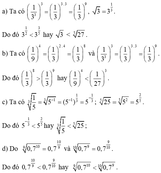 So sánh các cặp số sau: a) căn bậc hai 3 và căn bậc năm 27