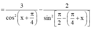 Tính đạo hàm của hàm số y = 3tan(x+pi/4)-2cot(pi/4-x)