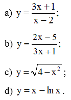 Xét tính đơn điệu và tìm cực trị của các hàm số: y = (3x +1)/(x - 2)