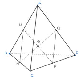 Cho tứ diện ABCD. Gọi M, N, P, Q lần lượt là trung điểm của các cạnh AB, BC, CD, DA