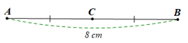 Vẽ đoạn thẳng AB có độ dài 8 cm và trung điểm C của đoạn thẳng đó (ảnh 2)
