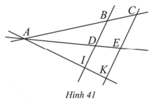 Quan sát Hình 41, hãy nêu: Năm cặp đường thẳng cắt nhau (ảnh 1)