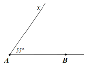 Vẽ đoạn thẳng AB. Vẽ một góc có số đo 55 độ với đỉnh là A (ảnh 2)