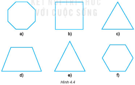 Quan sát Hình 4. 4 và cho biết: Hình nào là hình tam giác đều, hình nào là