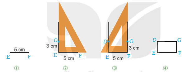 Vẽ hình chữ nhật DEFG có DE = 3cm; EF = 5cm