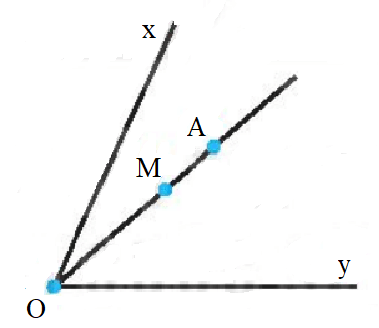 Xem Hình 8.28. Gọi A là một điểm trong tùy ý của góc xOy không bẹt