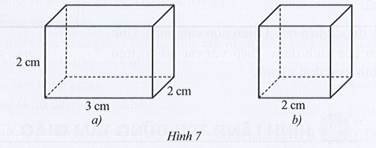 Tính thể tích và diện tích xung quanh của hình hộp chữ nhật ở Hình 7a