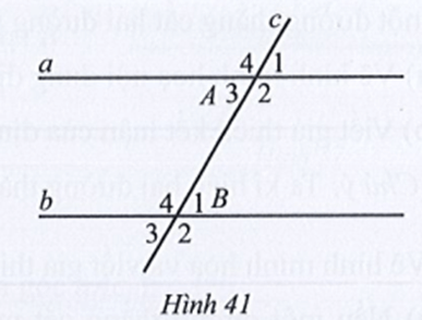 Cho Hình 41 có góc A1 bằng góc B3 bằng 60 độ. Kết luận nào sau đây là sai?