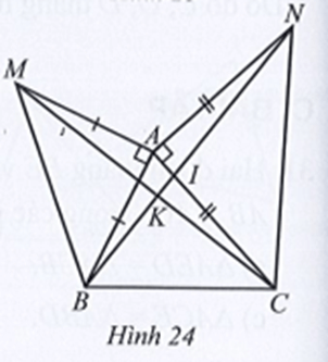 Cho tam giác ABC có góc A nhỏ hơn 90 độ. Lấy hai điểm M, N nằm ngoài tam giác ABC