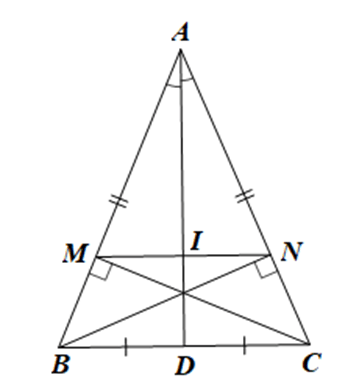 Cho tam giác ABC có AB = AC. Gọi D là trung điểm của BC. Vẽ CM vuông góc với AB tại M