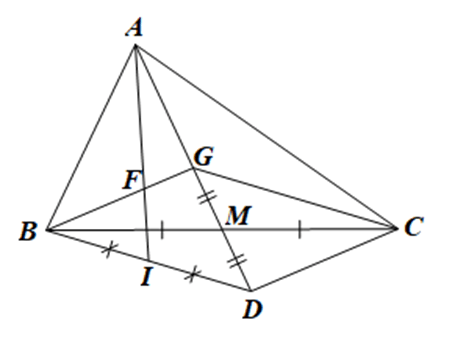 Cho tam giác ABC có trọng tâm G. Gọi M là trung điểm của BC. Trên tia đối của MG
