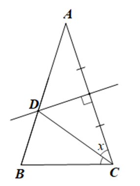 Cho tam giác ABC cân ở A. Đường trung trực của cạnh AC cắt AB tại D