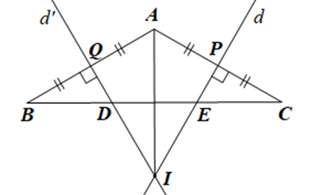 Cho tam giác ABC cân ở A có góc BAC = 120 độ. Đường trung trực của các cạnh AB và AC 