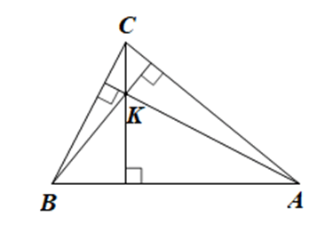 Cho tam giác ABC có AB > AC > BC và K là trực tâm. Trong các phát biểu sau