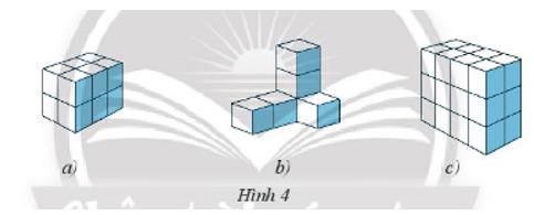 Biết mỗi khối đơn vị có thể tích 1 cm3. Tính thể tích các khối trong Hình 4