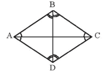 Hãy tính tổng 4 góc trong một hình thoi ABCD