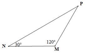 Cho tam giác MNP có góc M = 120 độ, góc N = 30 độ