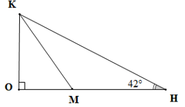 Cho tam giác OHK vuông tại O có góc H = 42 độ