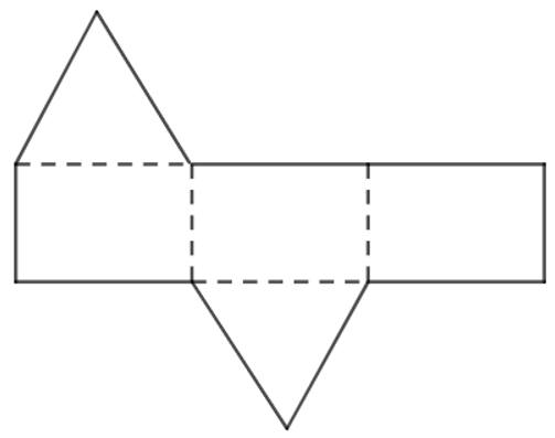 Trong bốn tấm bìa dưới đây, tấm nào không thể gấp thành hình lăng trụ đứng tam giác?
