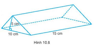 Tính thể tích hình lăng trụ đứng tam giác trong Hình 10.8