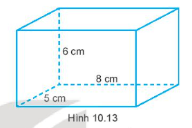 Cho hình hộp chữ nhật có kích thước như trên Hình 10.13. Tính thể tích, diện tích xung quanh