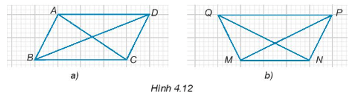 Trong mỗi hình vẽ trên lưới ô vuông dưới đây, hãy chỉ ra một cặp hai tam giác bằng nhau