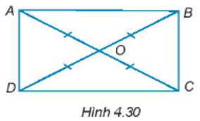 Cho hai đoạn thẳng AC và BD cắt nhau tại điểm O sao cho OA = OB = OC = OD như Hình 4.30