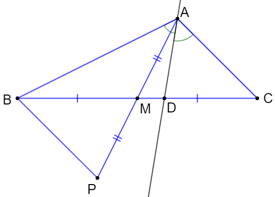 Cho tam giác ABC với AB > AC. Gọi M là trung điểm của cạnh BC