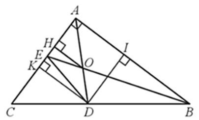 Cho tam giác ABC vuông tại A có AB = 8 cm, AC = 6 cm, có hai đường phân giác AD